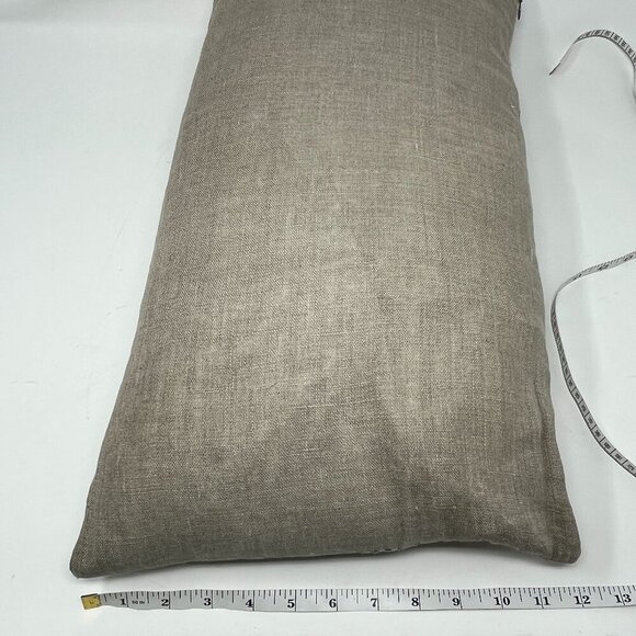 Room and Board throw pillow accent cream blue diamond soft feathers lumbar 12x22 - Picture 5 of 6